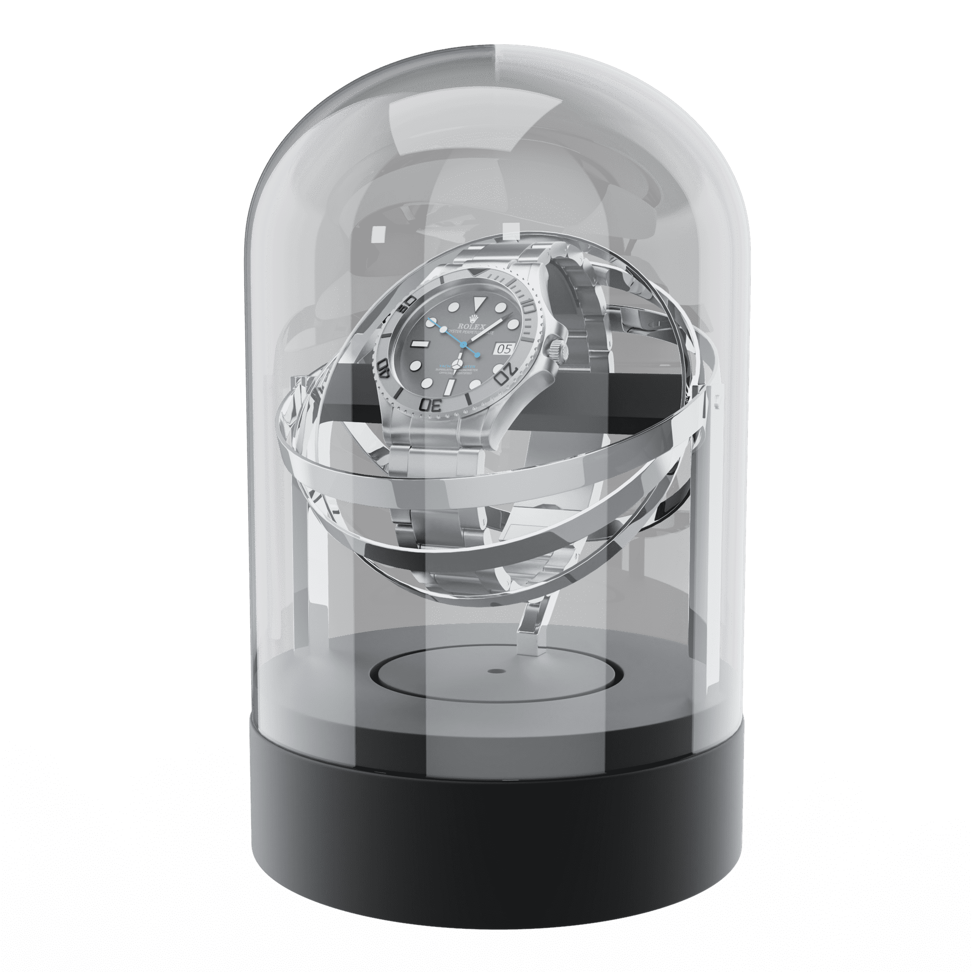 Automatic Watch Winder Aestoria Orbit Watch Winder with Silver Finish