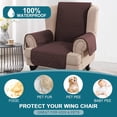 thumbnail image 2 of XUELC Waterproof Wing Chair Cover Wing Armchair Slipcovers Triple Non-Slip Sofa Slipcover for Wing Chair Furniture Protector for Pets, Kids Brown, 2 of 13