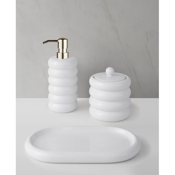 Decor Studio Zoe Ceramic 3-Pc. Bath Accessory Set - White