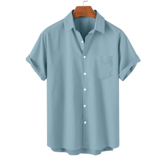 Trikvn Men's Short Sleeve Button Down Shirts Casual Summer Lightweight Collared Tops with Chest Pocket Beach Vacation Classic Style Everyday Work Blouse