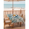 thumbnail image 3 of Rectangle Outdoor Tablecloth With Umbrella Hole And Zipper– Retro Coastal Waterproof Patio Table Cover for Party, Picnic, Backyard, 54"x80" , Wood Texture Octopus Starfish Shell Teal, 3 of 8