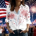thumbnail image 2 of 4th of July Shirts for Women Button Down Long Sleeve Blouses American Flag Print Shirt Dressy Casual Tops Patriotic Outfit, 2 of 5