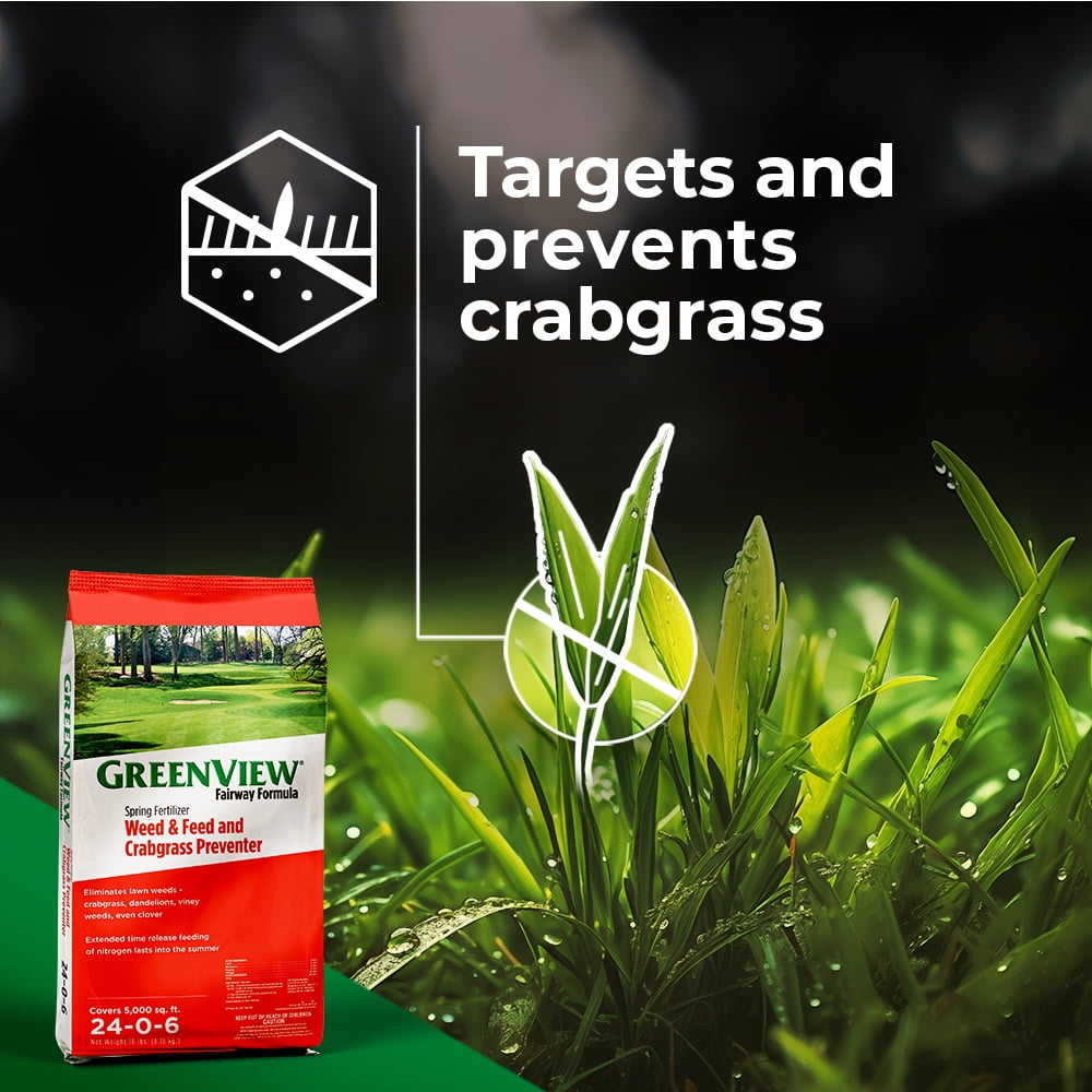 GreenView Fairway Formula Spring Fertilizer Weed & Feed + Crabgrass Preventer - 18 lbs Covers 5,000 Sq. ft