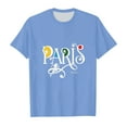 thumbnail image 3 of OJinShaWanO Compression Shirts Girls 2025 Enfants Thème France Mode Partie Imprimée Manches Courtes Col Rond T-Shirt Hauts Bleu Clair 12-13 Ans, 3 of 4