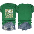 thumbnail image 4 of Blusas de Verano de las Mujeres Flor Impresa Cuello Redondo Manga Corta Superior, Verano Superior de las Mujeres, 4 of 8