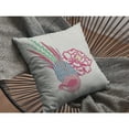 thumbnail image 2 of Hiding Peacock Suede Blown and Closed Pillow Pink on White 20"x20", 2 of 5