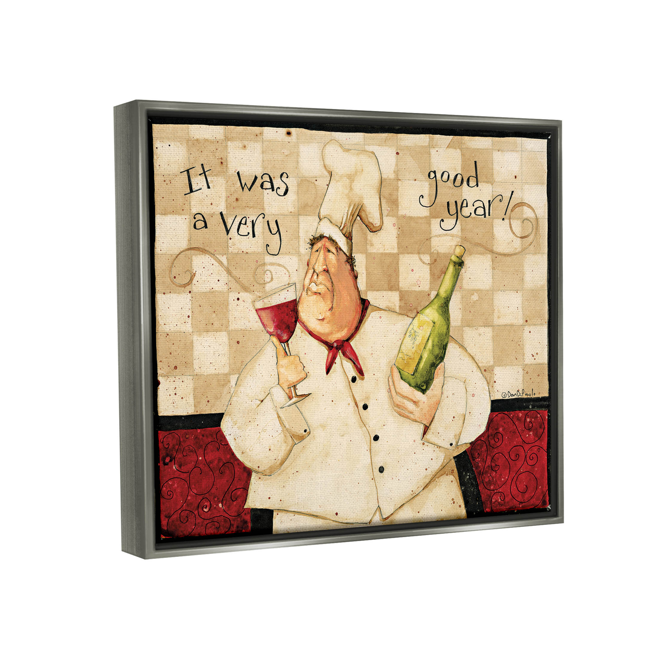 A Very Good Year Chef Wine Phrase Food & Beverage Graphic Art Luster Gray Framed Art Print Wall Art