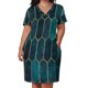 thumbnail image 3 of Vestido holgado con bolsillos y estampado dorado en azul verdoso intenso, vestidos de noche de lujo, vestidos de verano 2025, ropa de mujer 2025, 3 of 7