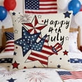 thumbnail image 6 of Let Freedom Ring Stars Fireworks Red White Flower Throw Pillow Covers, 18 x 18 Inch 4th of July Patriotic Independence Memorial Day USA Flag Cushion Case for Sofa Couch Set of 4, 6 of 7