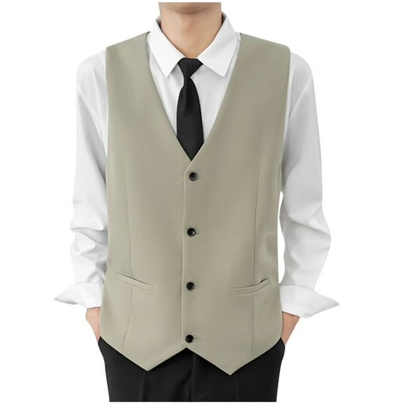 Iugvhana Men's Suit Vests Business Casual Vest Lightweight Formal Dress Vest Slim Fit Waistcoat for Suits Tuxedo Army Green XXL