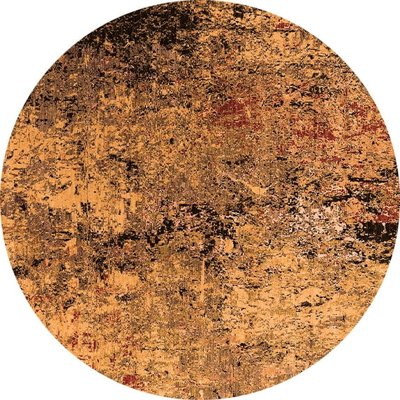 Ahgly Company Indoor Round Oriental Orange Industrial Area Rugs, 3' Round