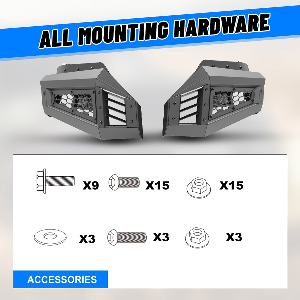 2 IN 1 Front Bumper for 2013-2018 Dodge RAM 1500 Pickup Truck(Excluding Rebel)/2019-2023 Ram 1500 (Exculding Warlock) Heavy Duty Steel Bumper w/2*Side Wings​