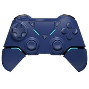UHM Wireless Controller for P4/Pro/Slim/PC,Bluetooth Gamepad Remote Joystick with LED Light/Double Shock/Touchpad/Stereo Headphone Jack/Six-axis Motion/Programmable/Turbo, Technology Blue