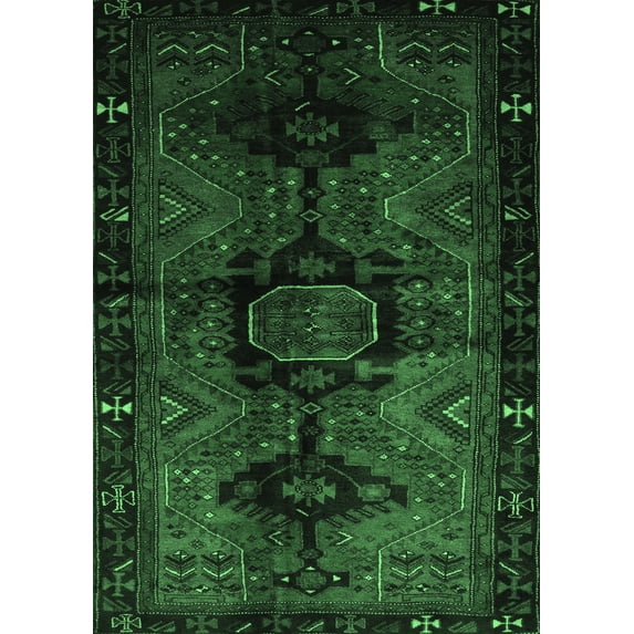 Ahgly Company Indoor Rectangle Persian Emerald Green Traditional Area Rugs, 5' x 8'