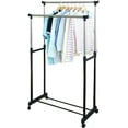 thumbnail image 1 of Livearty (TM) Clothing Rack Dry Rack Drying Rack Double Rod Clothing Metal Garment Rack for Hanging Clothes, Rolling Clothes Organizer with Bottom Shelves 80CM / 32 Inch in Length, 1 of 5