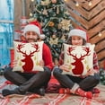 thumbnail image 4 of LanSuare Merry Christmas Pillow Cover, 18x18 Inches Red White Christmas Tree Elks Pattern Pillowcase, for Sofa Couch, Christmas Office, Bedroom Decoration, 4 of 6