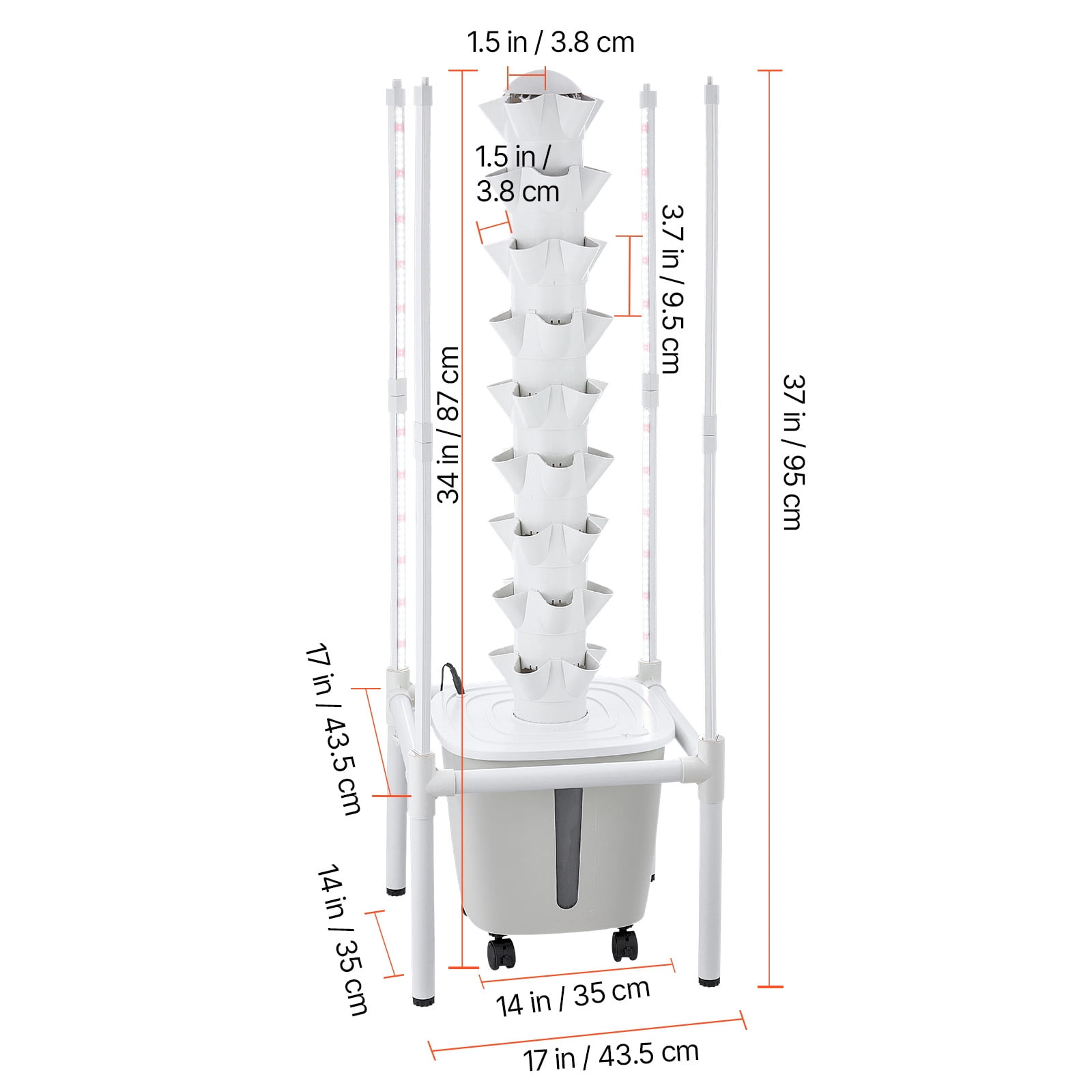 KFFKFF Hydroponic Tower System, 45 Pods and 9 Tiers with LED Grow Light, App Control & Casters, Vertical Indoor Garden with 20L Water Tank & Pump for Growing Herbs, Fruits, and Vegetables