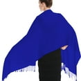 thumbnail image 3 of Glory Max Women's Large Soft Silky Pashmina Shawl Wrap Blue Solid Plain Wedding Scarf, 3 of 5