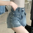 thumbnail image 6 of REALiKUN Denim Shorts Womens Summer Jeans Short Pants Casual Low Rise Button Up Stretch Jeans Streetwear with Pockets, 6 of 6