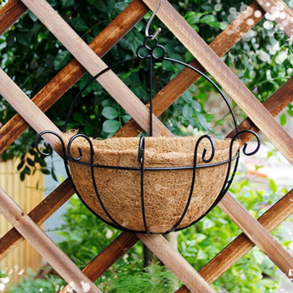 Hanging Wall Planter Wall Mounted Planters, Wall Hanging Baskets Half Moon Basket Outdoor Hanging Flower Pot with Coco Liners for Planters, Hanging Baskets for Plants Outdoor 10 inch