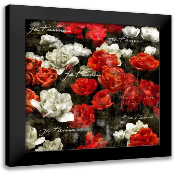 Bennett, Kate 12x12 Black Modern Framed Museum Art Print Titled - Je Taime Roses