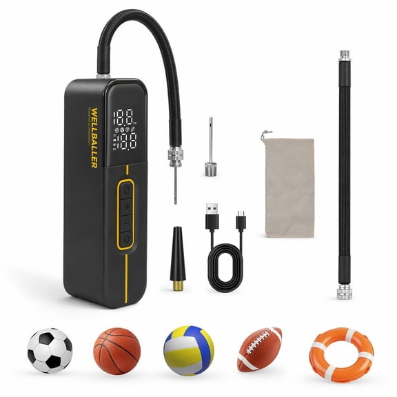 WELLBALLER Electric Ball Pump, Portable Fast Inflation, 15PSI Digital LCD