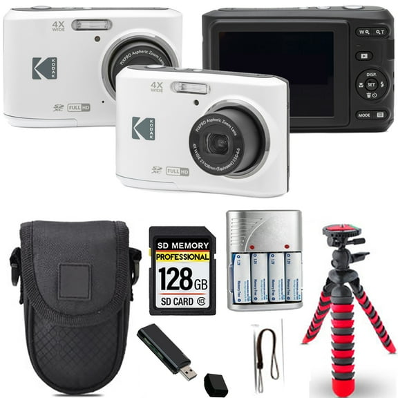 Kodak Pixpro FZ45 Camera (White)  Spider Tripod   Case - 64GB Kit