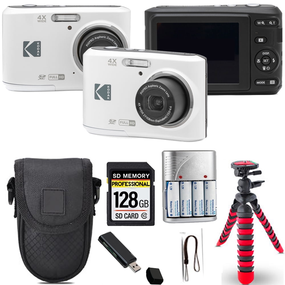 Kodak Pixpro FZ45 Camera (White)+ Spider Tripod + Case - 64GB Kit