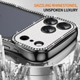 thumbnail image 4 of Dteck For iPhone 15 Plating Cute Wave Frame Case with Luxury Bling Diamonds Sparkly Rhinestone for Women Girls Shockproof Slim Back Protective Phone Case, Black, 4 of 7