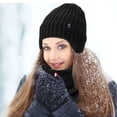 thumbnail image 5 of Deago Mens Womens Winter Beanie Hat Scarf Set Warm Knit Thick Fleece Lined Skull Cap Neck Warmer for Men Women (Navy), 5 of 8