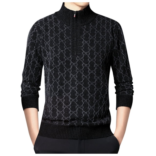 Gibobby Suéter cuello de tortuga hombre Suéter de cuello alto para hombre, estilo informal, de punto trenzado, para hombre(Negro,G)