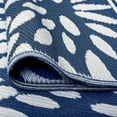 thumbnail image 6 of Bliss Rugs Waterproof Reversible Plastic Straw Floral Outdoor Rug for Patio, Camping, RV, Deck, Porch, Camp | Navy, 5' x 6'11'', 6 of 7