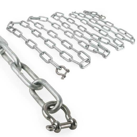 Five Oceans Marine Boat Anchor Lead Chain 5/16 inches x 10 Feet Hot-Dipped Galvanized Steel with 2 AISI316 Stainless Steel 5/16 inches Bow Shackles FO4569-GN10