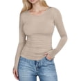 thumbnail image 2 of WHEANG Long Sleeve Shirts For Women U Neck Slim Fit Long Sleeve Solid Color T Shirt Polyester Spandex Fashionable Casual Daily Wear 1Pc Yellow S-Xxl, 2 of 6