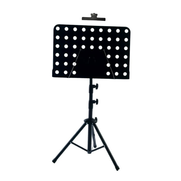 Atril para partituras, soporte para notas musicales, portátil, vertical, con clip, altura del soporte para libros negro