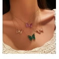 thumbnail image 4 of HOOUN Fashion Women Crystal Chain Necklace Spread Wing Butterfly Pendant 1069-Pink, 4 of 9