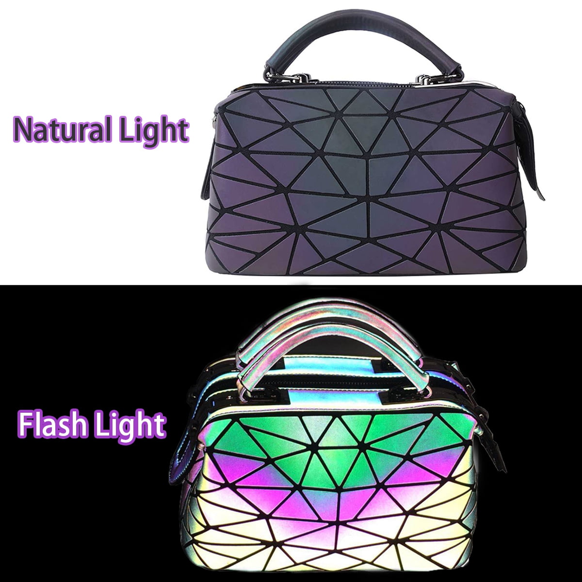 Geometric Luminous Purses and Handbags Holographic Tote Luminesk Purse Reflective Shoulder Bag