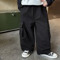 thumbnail image 3 of JTieaclothes Boys Cargo Pants With 3D Pockets Loose Fit Casual Joggers Comfortable Trousers For Kids Outdoor Play And Daily Wear,Boys Pants Sizes 7-8 Years, 3 of 6