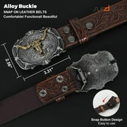 SUOSDEY Men Western Leather Belts for Women,Cowboy Cowgirl Embossed Belts for Jeans Christmas Gifts