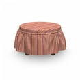 thumbnail image 3 of Grunge Ottoman Cover, Murky Pastel Toned Stripes, 2 Piece Slipcover Set with Ruffle Skirt for Square Round Cube Footstool Decorative Home Accent, Standard Size, Salmon Pale Orange Pink, by Ambesonne, 3 of 5