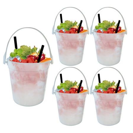 

〖CFXNMZGR〗Mugs Plastic Cocktail Buckets For Drinks Anything But A Cup Party Ideas 32oz Reusable Punch Bowls 5PACK 1 Liter Ice Bucket Smoothie Bucket Translucent