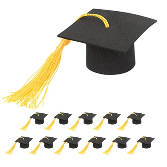 DEEPCRAFF 12Pcs Graduation Cap Cake Toppers in 2.2x2.2x1.2in for Graduation Parties