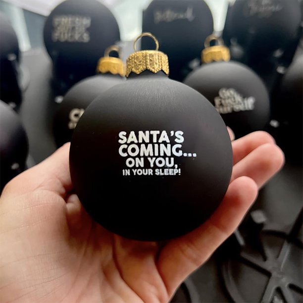 (Liquidación) XIANXIAN - Adorno navideño divertido, paquete de adornos con groserías, adorno divertido, colgante para árbol de Navidad, regalo novedoso para decoración de fiestas en casa (negro)