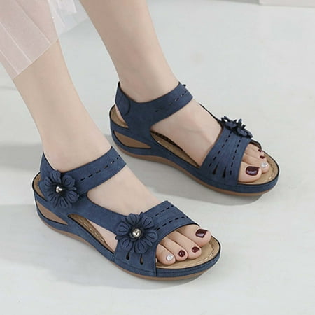 

Homadles Womens Summer Sandals- on Clearance in Store Orthopedic Casual Sandals Shoes Blue Size 6