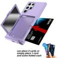 thumbnail image 3 of Case for Samsung Galaxy S22 Ultra with Hidden Makeup Mirror Card Slot Design Cover, Hybrid PC+TPU Shockproof Non-Slip Lens Protection Wallet Case for Samsung Galaxy S22 Ultra,Lightpurple, 3 of 5