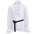 thumbnail image 1 of Lefu Retro Men Gothic Shirt Top Victorian Medieval Ruffle Pirate Puff Sleeve Bandage, 1 of 9