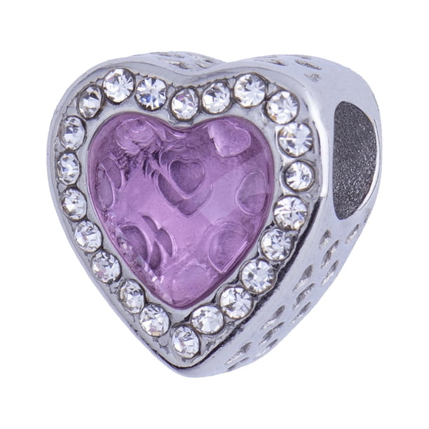 Charm para Pulsera LuckyLy, Dije de Corazón, Acero Inoxidable y Zirconia Cúbica, Modelo Alma plateado UNITALLA