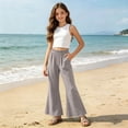 thumbnail image 4 of Cethrio Girls Cotton Linen Outfit Sets, Sleeveless Casual 2 Piece Kids' Summer Clothing Sets Gray Size 9-10 T, 4 of 7