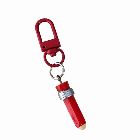 Cute Pencil Keychain Charm Sweet Design Plastic Resin Key Ring Hanging Decoration For Girls Gift Bag Accessory