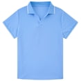 thumbnail image 4 of Aideaone Boys Polo Shirt Solid Color V-Neck Casual Short Sleeve Shirts for Boys Size 7-14T, 4 of 6